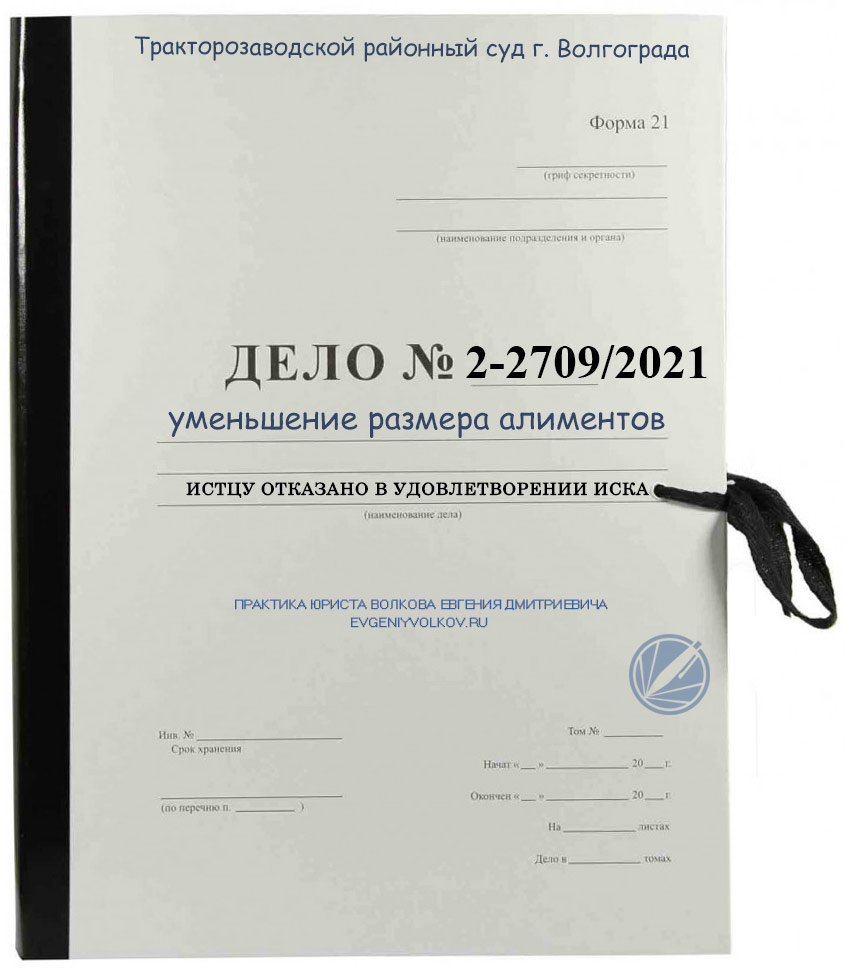 Дело №2-2709/2021 | Практика семейного юриста Волкова Е.Д.