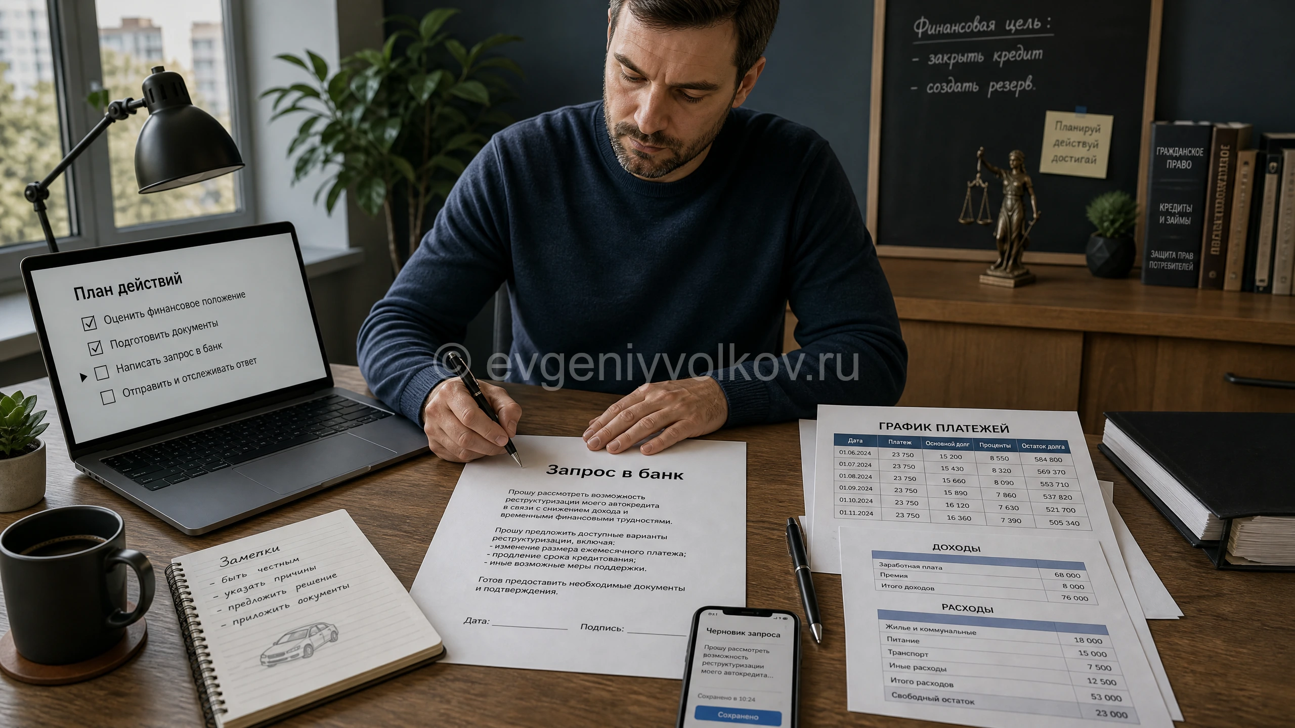 заемщик готовит письменный запрос в банк по проблемам с автокредитом