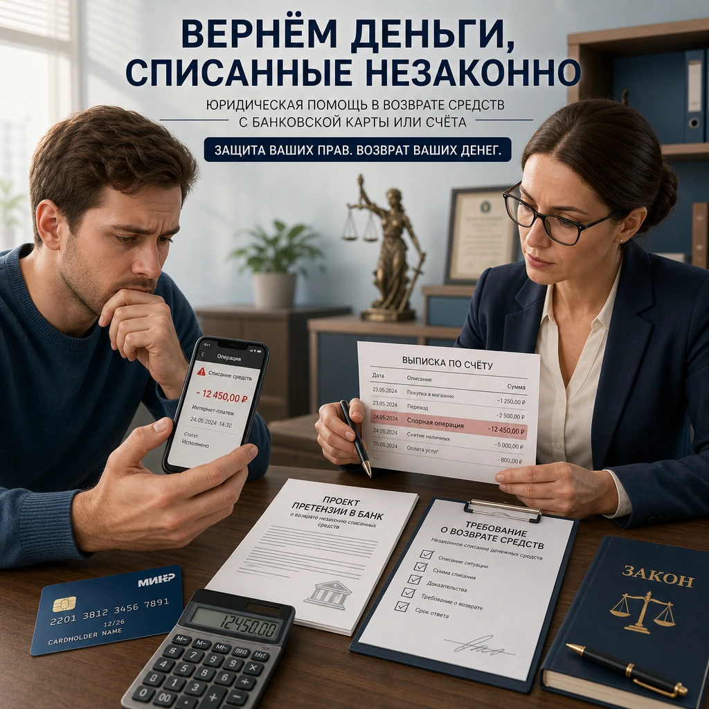 Возврат незаконно списанных денег с карты или счета